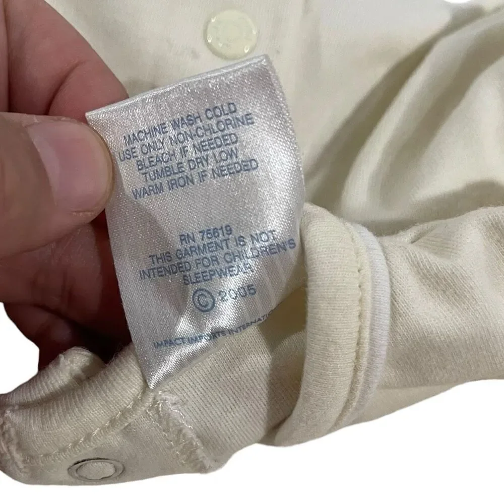 Mini Clasix Pale Yellow Embroidered‎ Teddy Bear Footie Pajamas - Size 6 months